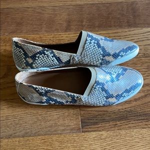 Frye snakeskin slip on shoes